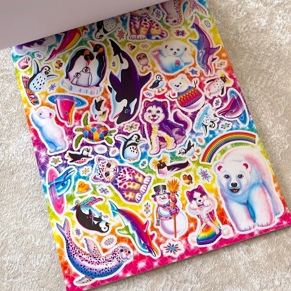 Brand New Lisa Frank Sticker Pad w/ Play Scenes & Zip-It Geometric Pencil Pouch